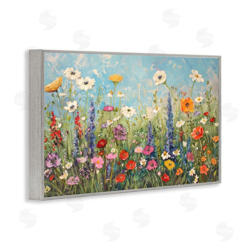 Creative Studio Wildflower Field of Spring Blooms Gray Framed Giclee Wall Art Print