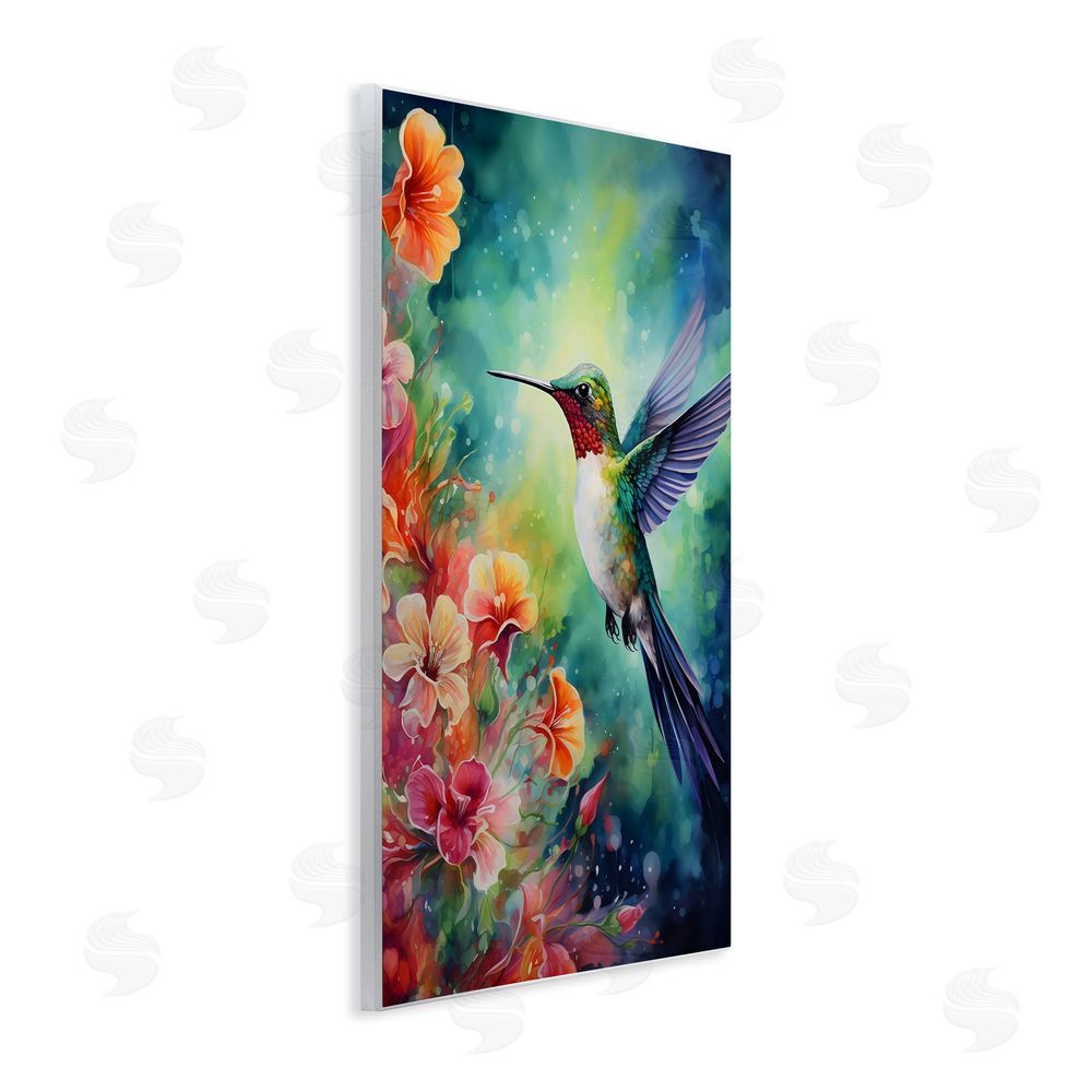 Creative Studio Fluttering Hummingbird & Radiant Blossoms Wall Plaque Home Decor Art Print