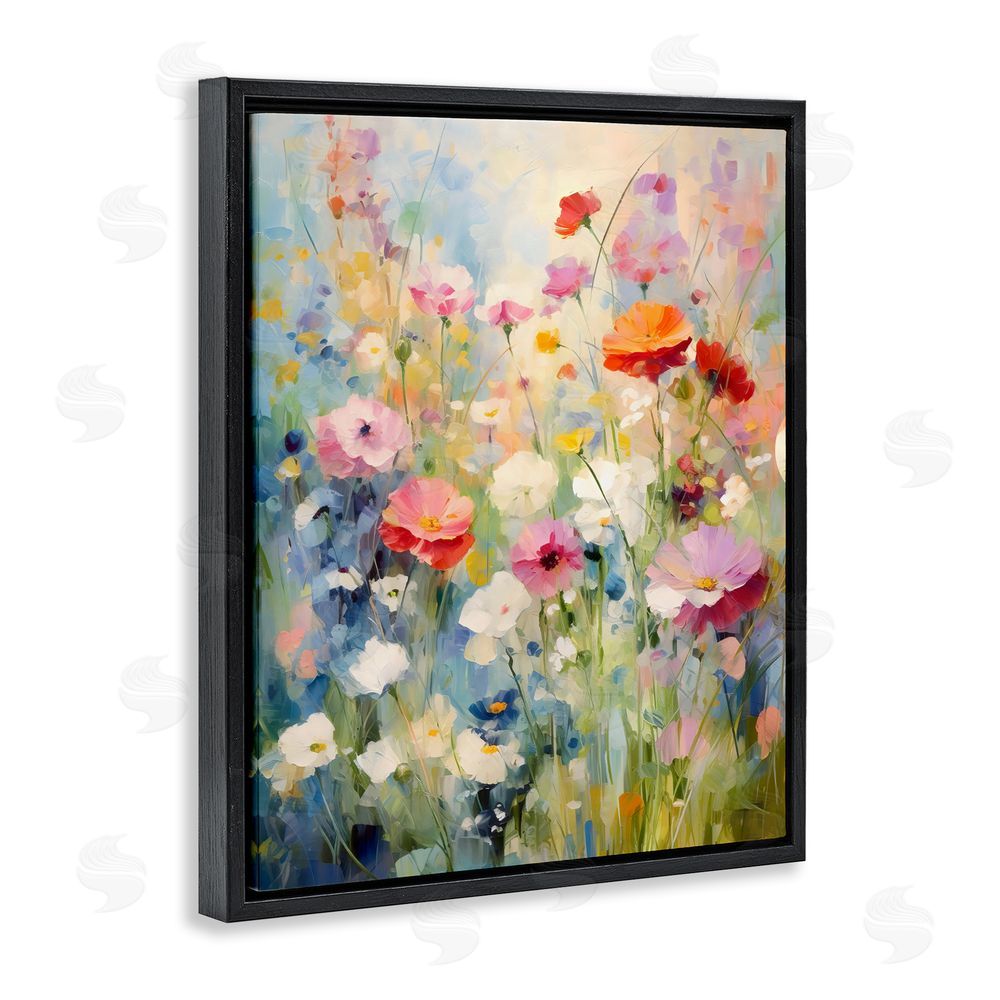 Creative Studio Wildflower Breeze Impression Black Floating Framed Canvas Wall Art Print