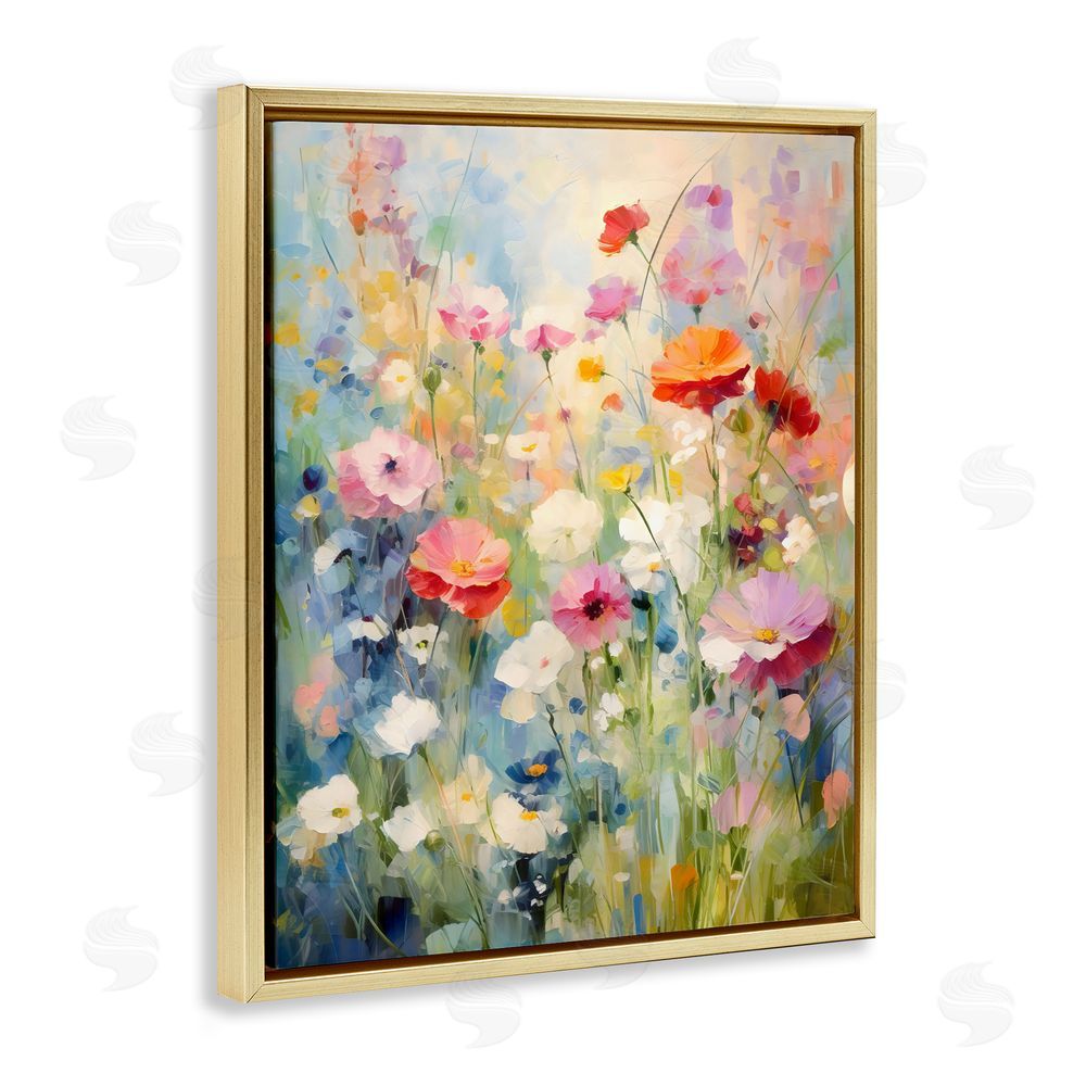 Creative Studio Wildflower Breeze Impression Gold Floating Framed Canvas Wall Art Print