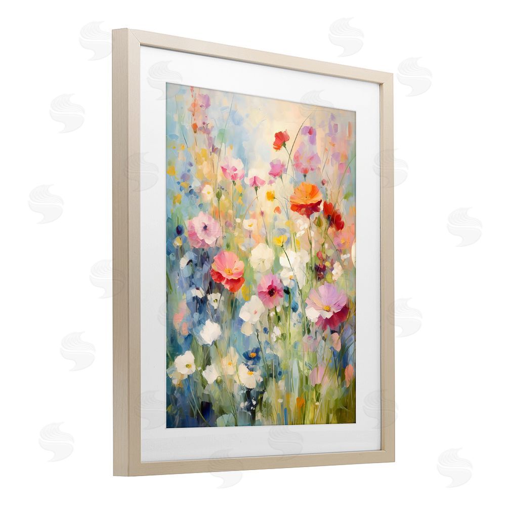 Creative Studio Wildflower Breeze Impression Brown Framed Print Under Glass with White Mat Wall Art