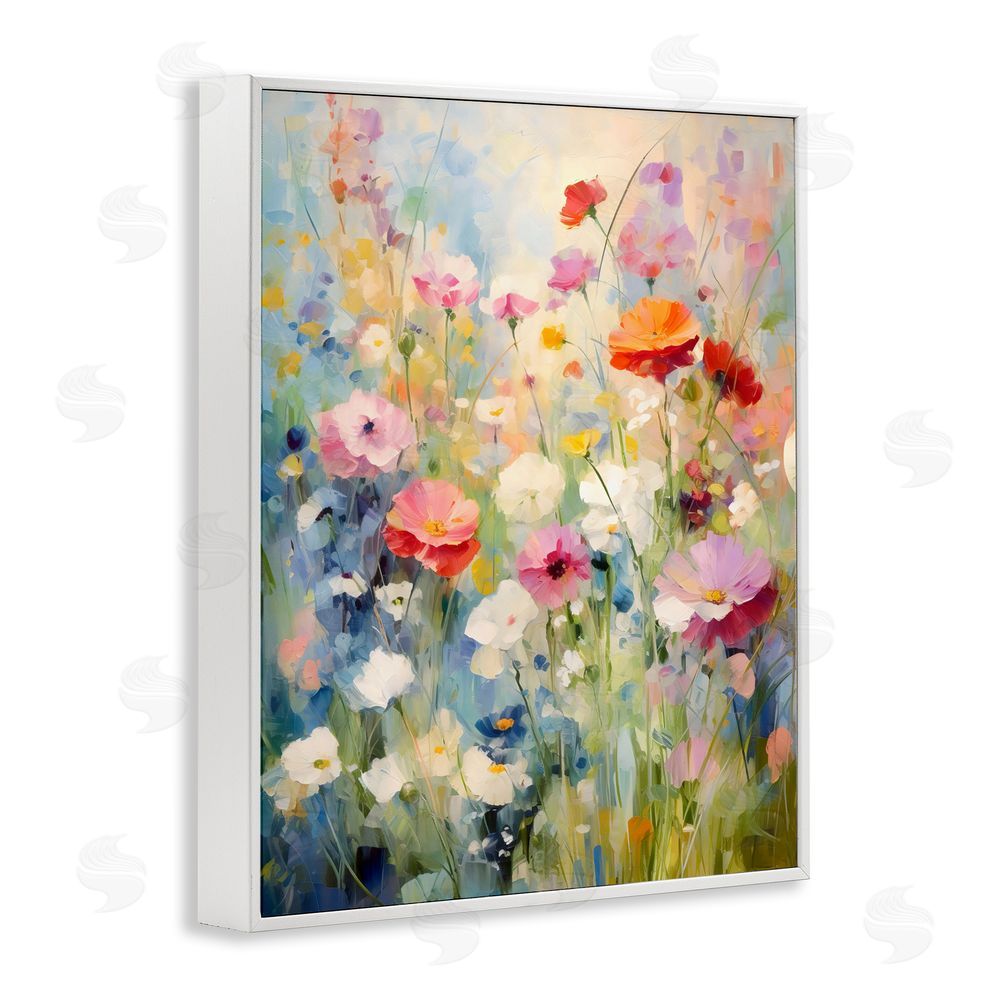 Creative Studio Wildflower Breeze Impression White Framed Giclee Wall Art Print