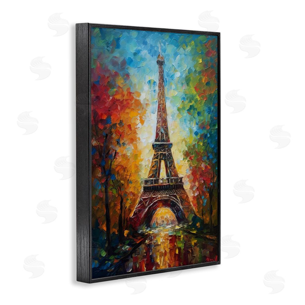 Creative Studio Colorful Reflection at Eiffel Tower Black Framed Giclee Wall Art Print