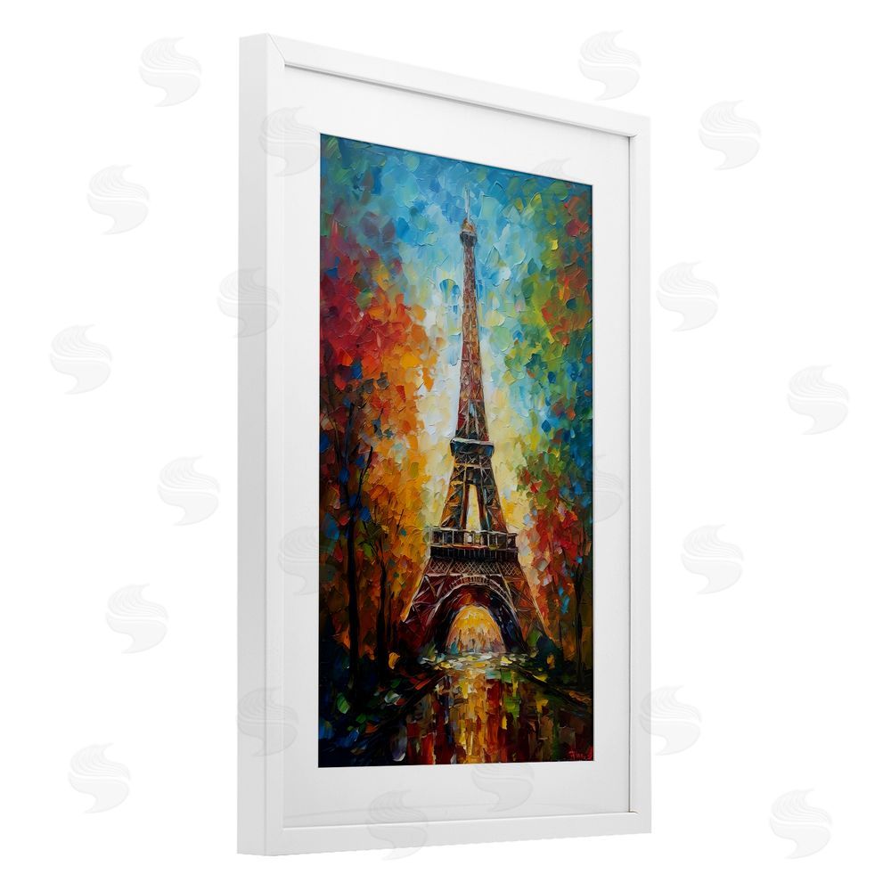 Creative Studio Colorful Reflection at Eiffel Tower White Framed Print Under Glass Wall Art