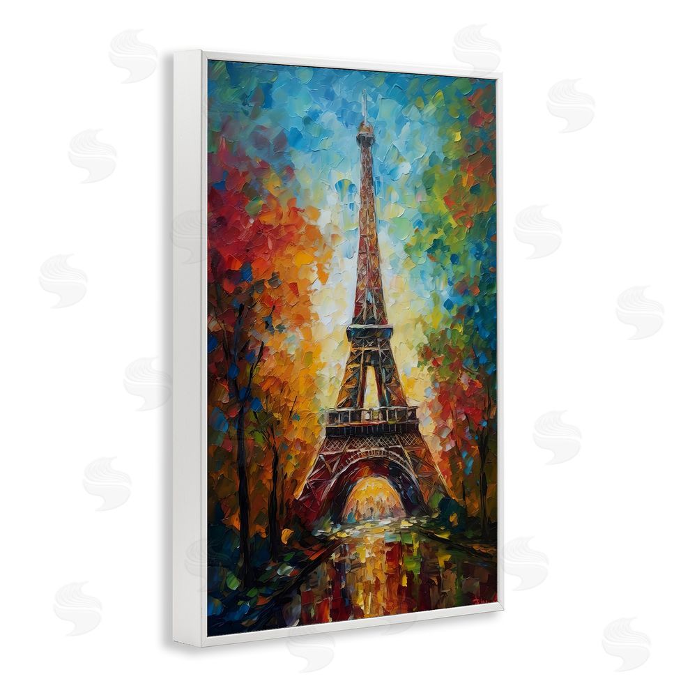 Creative Studio Colorful Reflection at Eiffel Tower White Framed Giclee Wall Art Print
