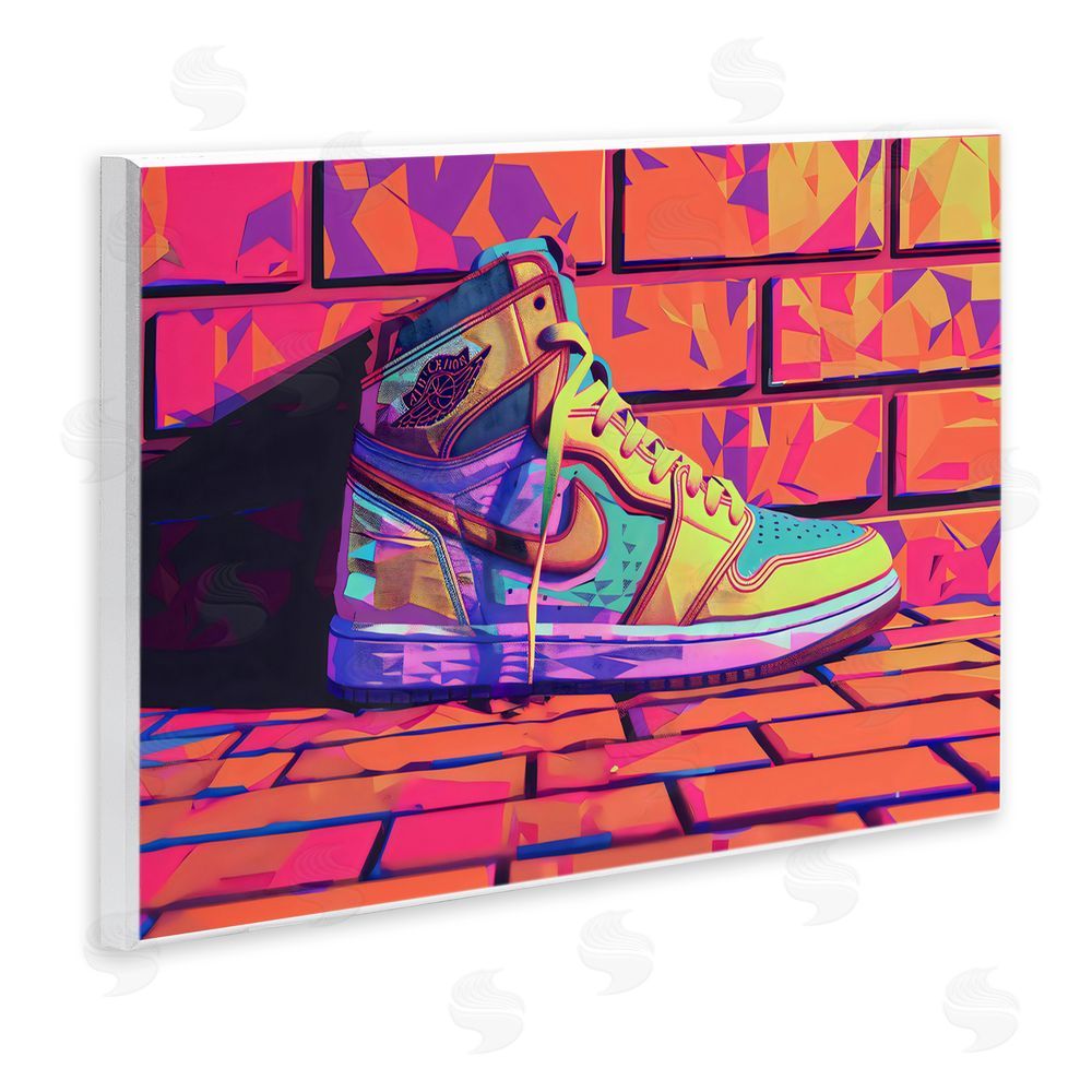 Creative Studio Sneaker with Vibrant Geometric Hues Wall Plaque Printed Art