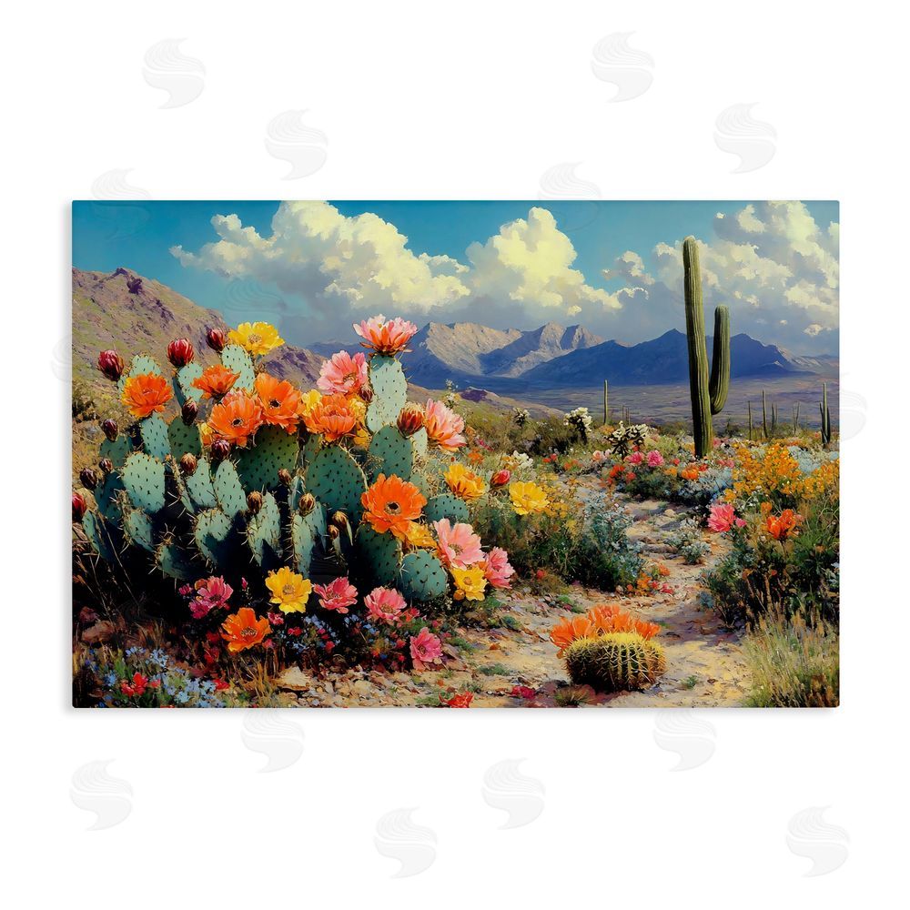 Franklyn Gregory Vibrant Cacti in Desert Stretched Canvas Wall Art Print