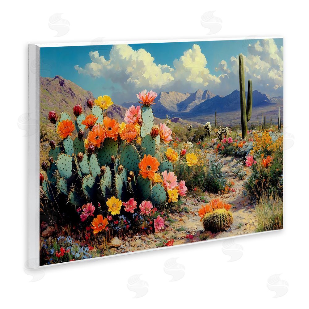 Franklyn Gregory Vibrant Cacti in Desert Wall Plaque Printed Art