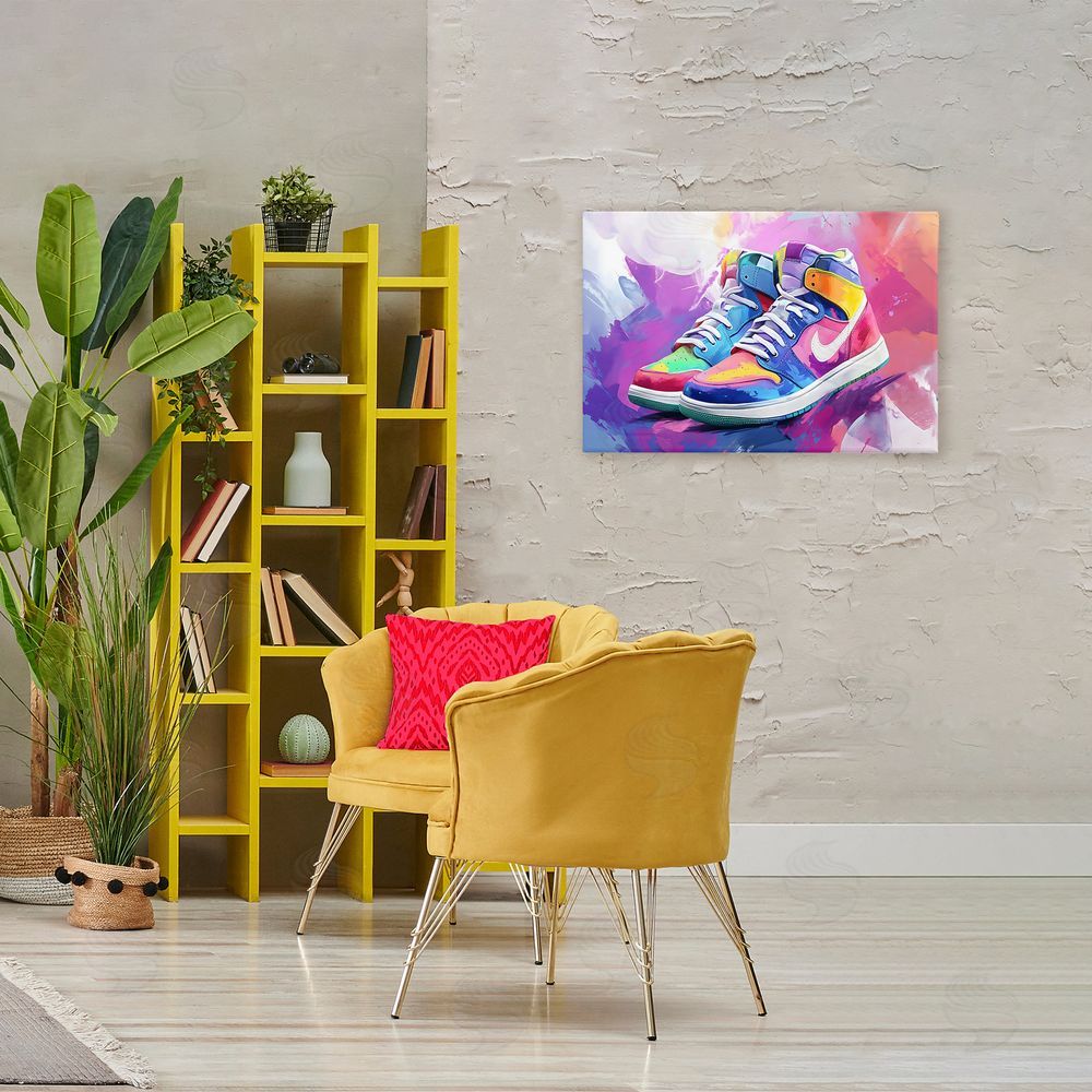 Creative Studio Stylish Vintage Sneakers Stretched Canvas on Wall
