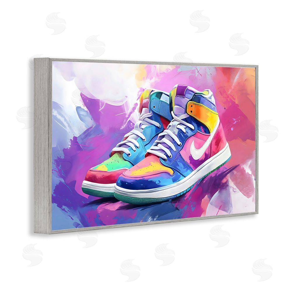 Creative Studio Stylish Vintage Sneakers Gray Framed Giclee Wall Art Print
