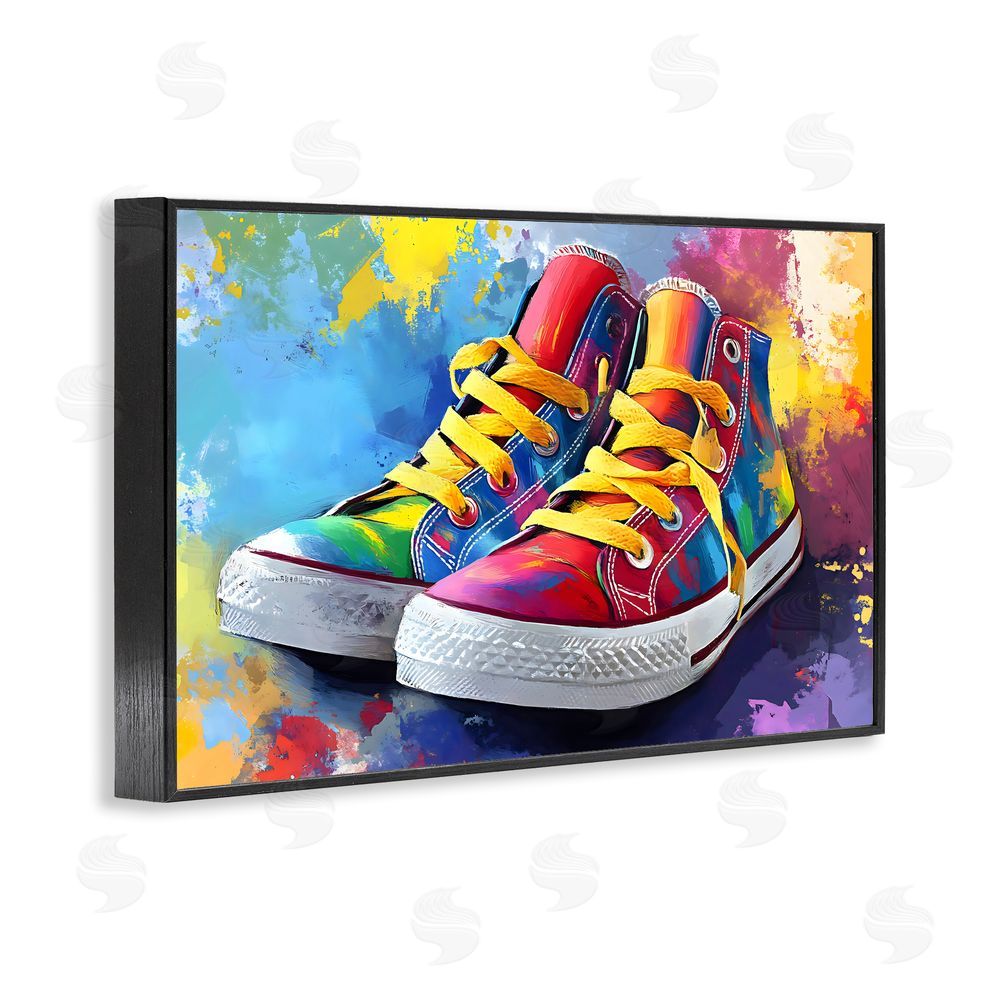 Creative Studio High Tops with Yellow Laces Black Framed Giclee Wall Art
