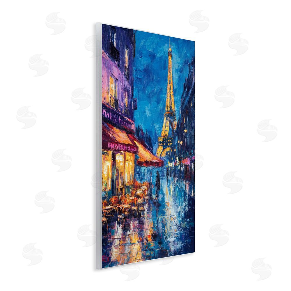 Petal Prints Design Dusk Paris Street Scene Wall Plaque with Fixed Lithograph Print