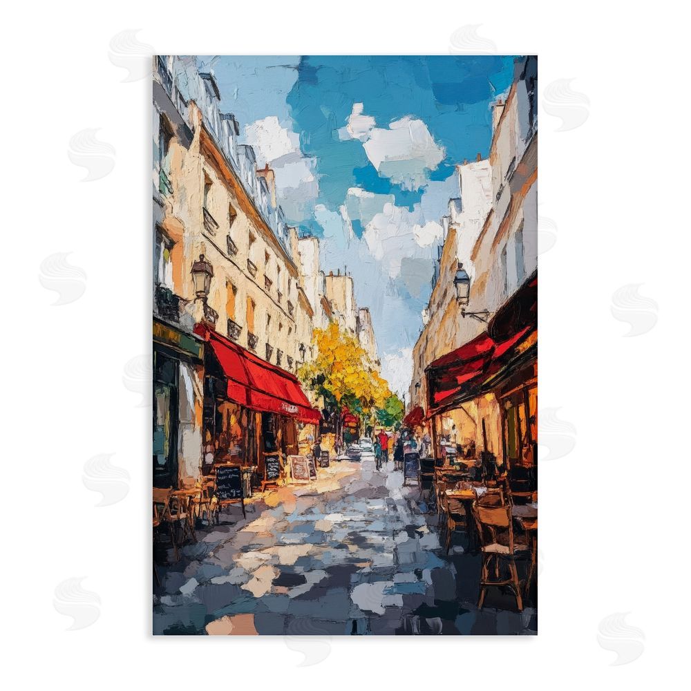 Petal Prints Design Charming Paris Street Scene Stretched Canvas Wall Art Print