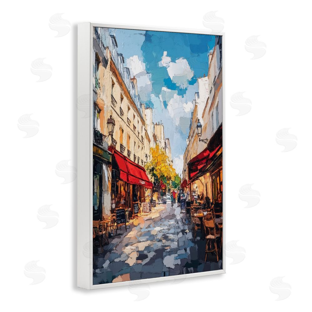 Petal Prints Design Charming Paris Street Scene White Framed Giclee Wall Art Print
