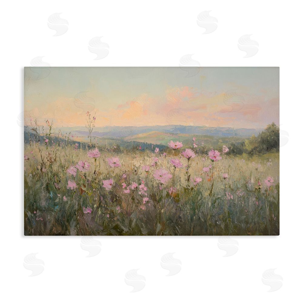 Petal Prints Design Tranquil Meadow At Dawn Stretched Canvas Wall Art Print