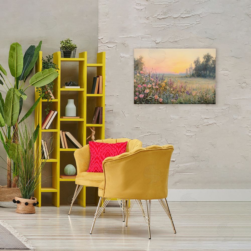 Petal Prints Design Serene Twilight Meadow Stretched Canvas on Wall