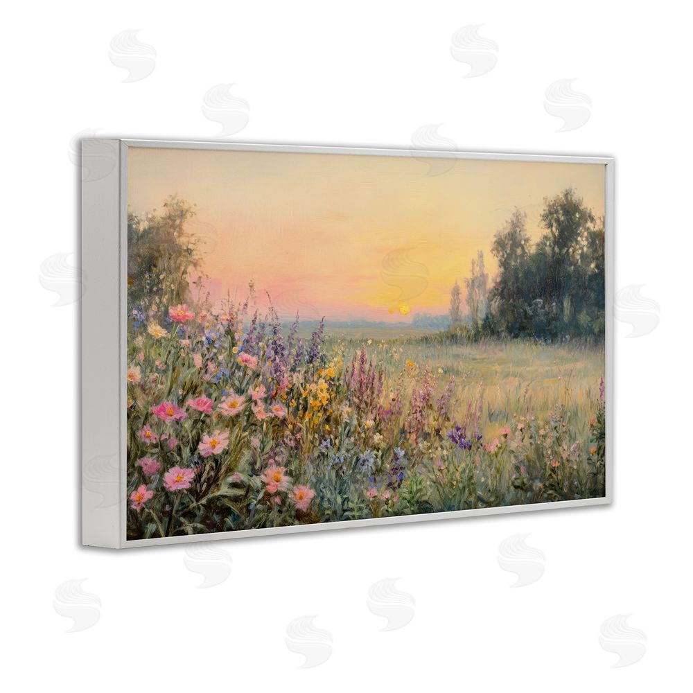 Petal Prints Design Serene Twilight Meadow White Framed Giclee Wall Art Print