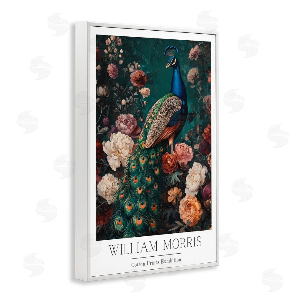 Petal Prints Design Vintage Floral Peacock William Morris White Framed Giclee Wall Art Print