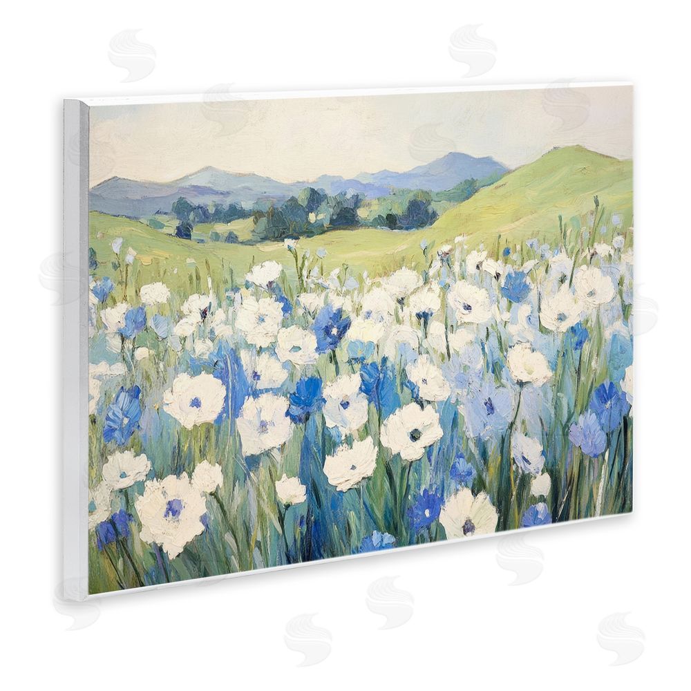 Petal Prints Design Blue & White Daisies Wall Plaque Art Print