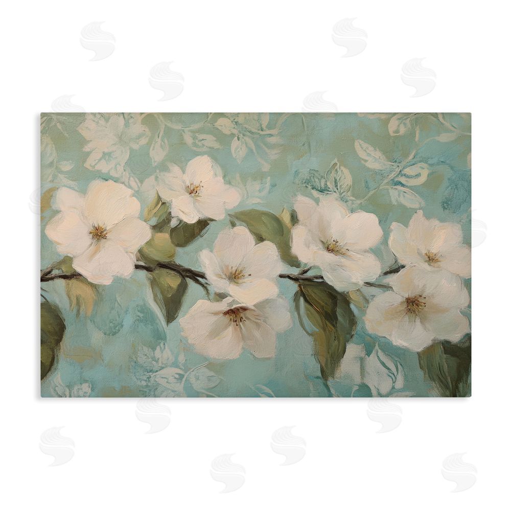 Petal Prints Design Serene Flower Branch Blooms Stretched Canvas Wall Art Print