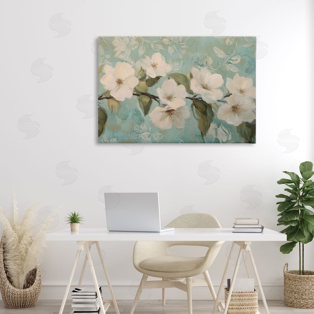 Petal Prints Design Serene Flower Branch Blooms Stretched Canvas on Wall