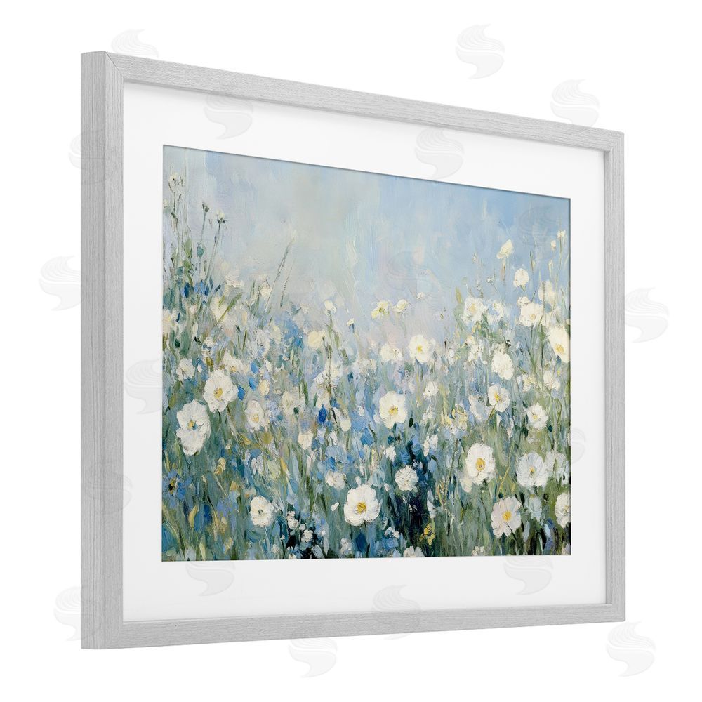 Petal Prints Design Meadow Foliage Dream Gray Framed Print Under Glass with Mat Wall Art