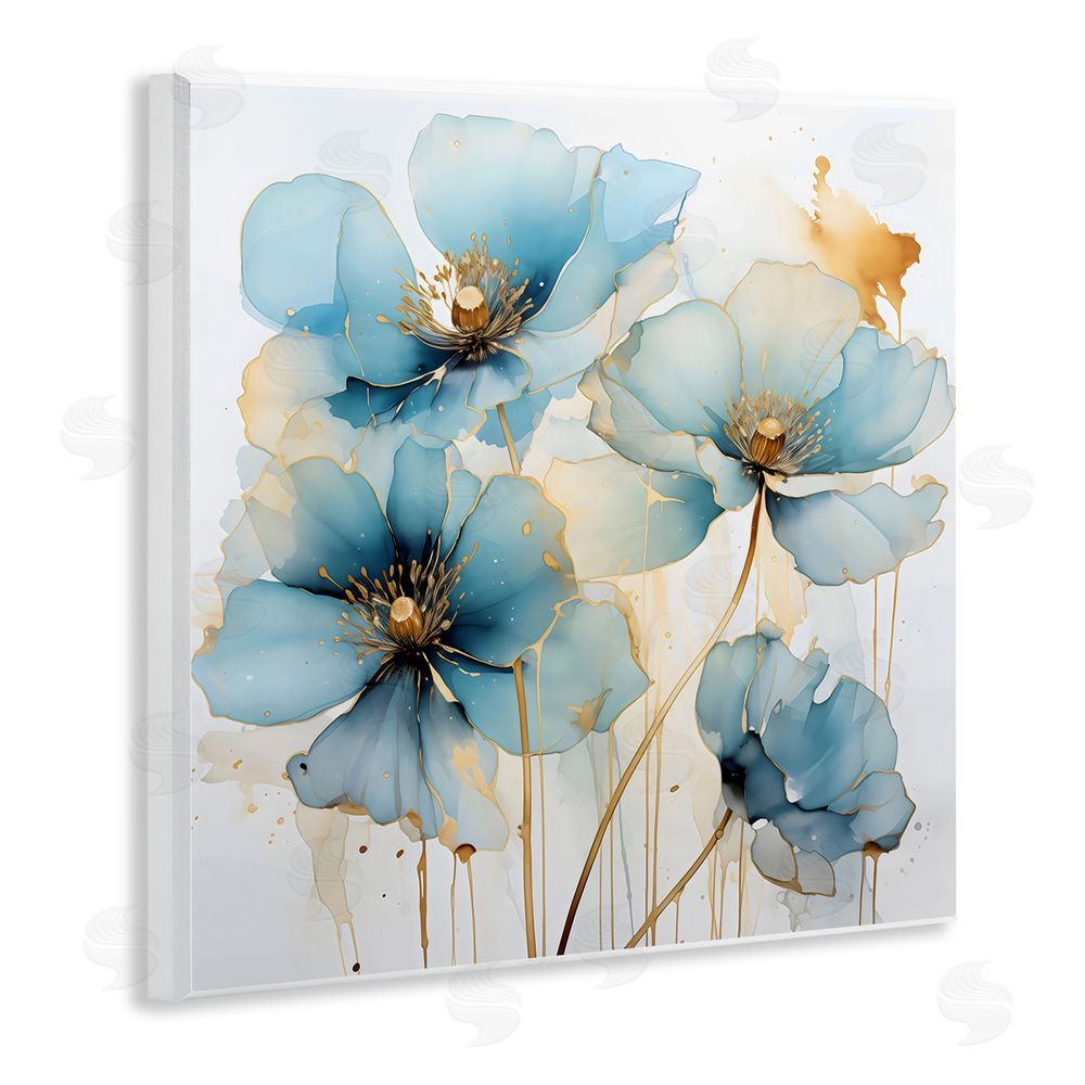 Creative Studio Sapphire and Gold Florals Wall Plaque Printed Art