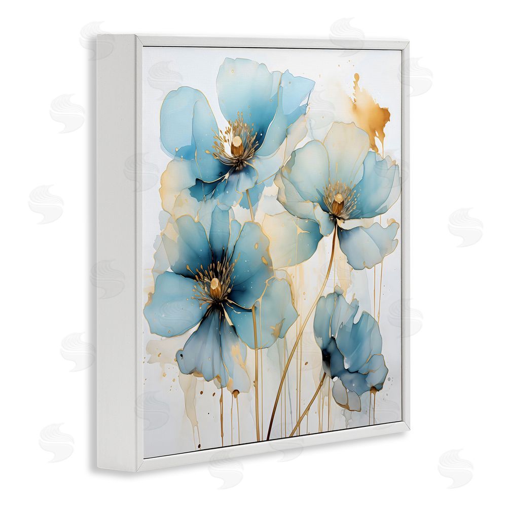 Creative Studio Sapphire and Gold Florals White Framed Giclee Wall Art Print