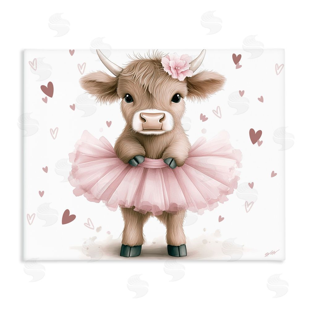 Whimsical Wonders Baby Calf with Tutu Stretched Canvas Wall Art Print