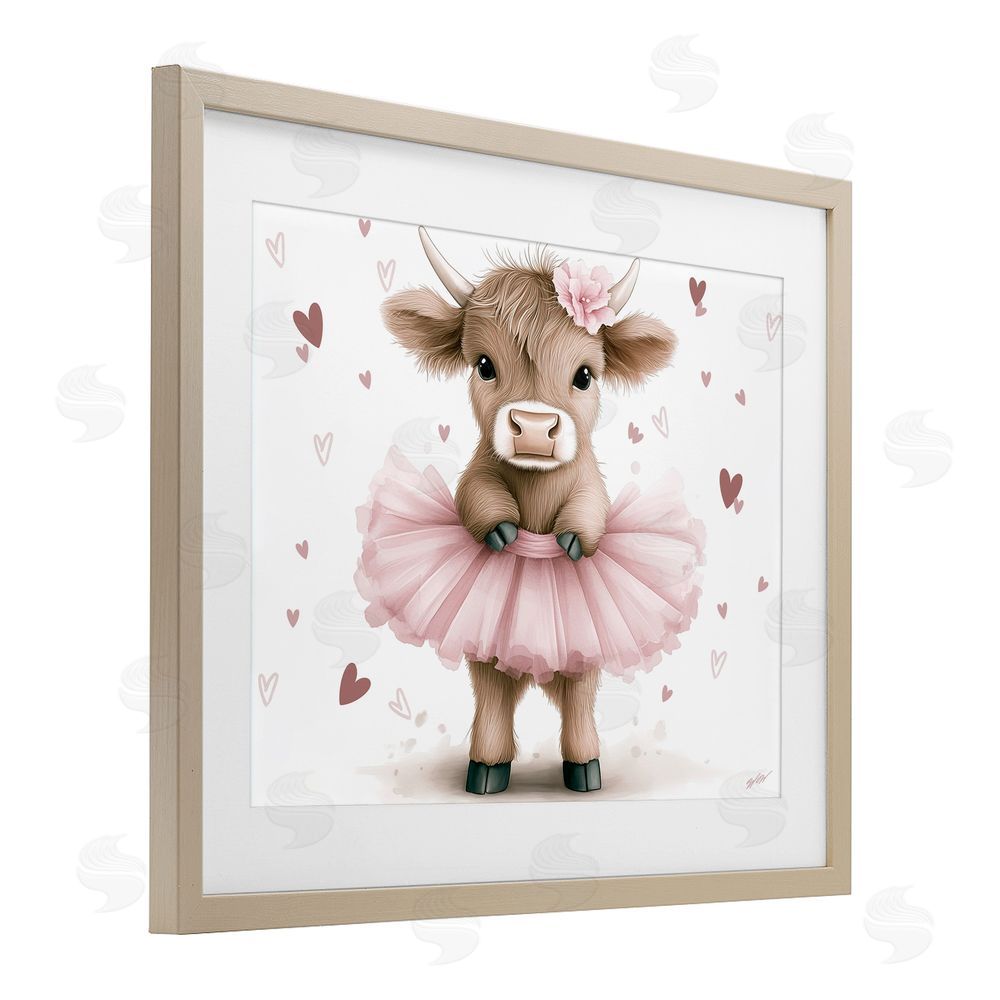 Whimsical Wonders Baby Calf with Tutu Brown Framed Print Under Glass Wall Art