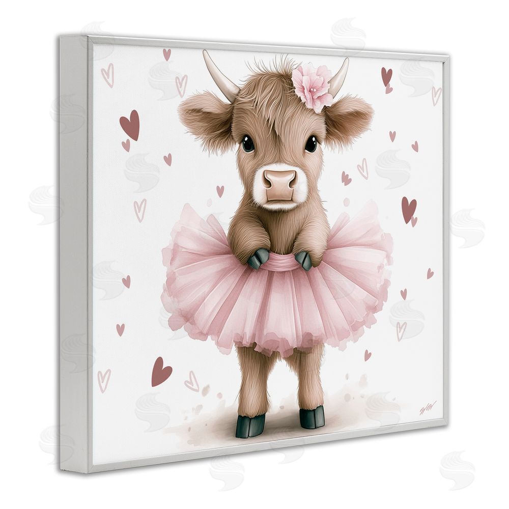 Whimsical Wonders Baby Calf with Tutu White Framed Giclee Wall Art Print