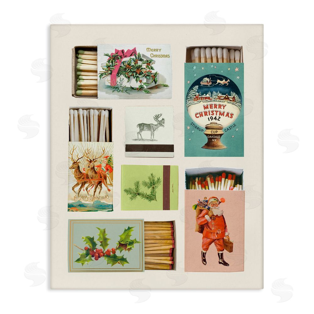 Victoria Barnes Vintage Christmas Match Boxes Canvas Wall Art Print