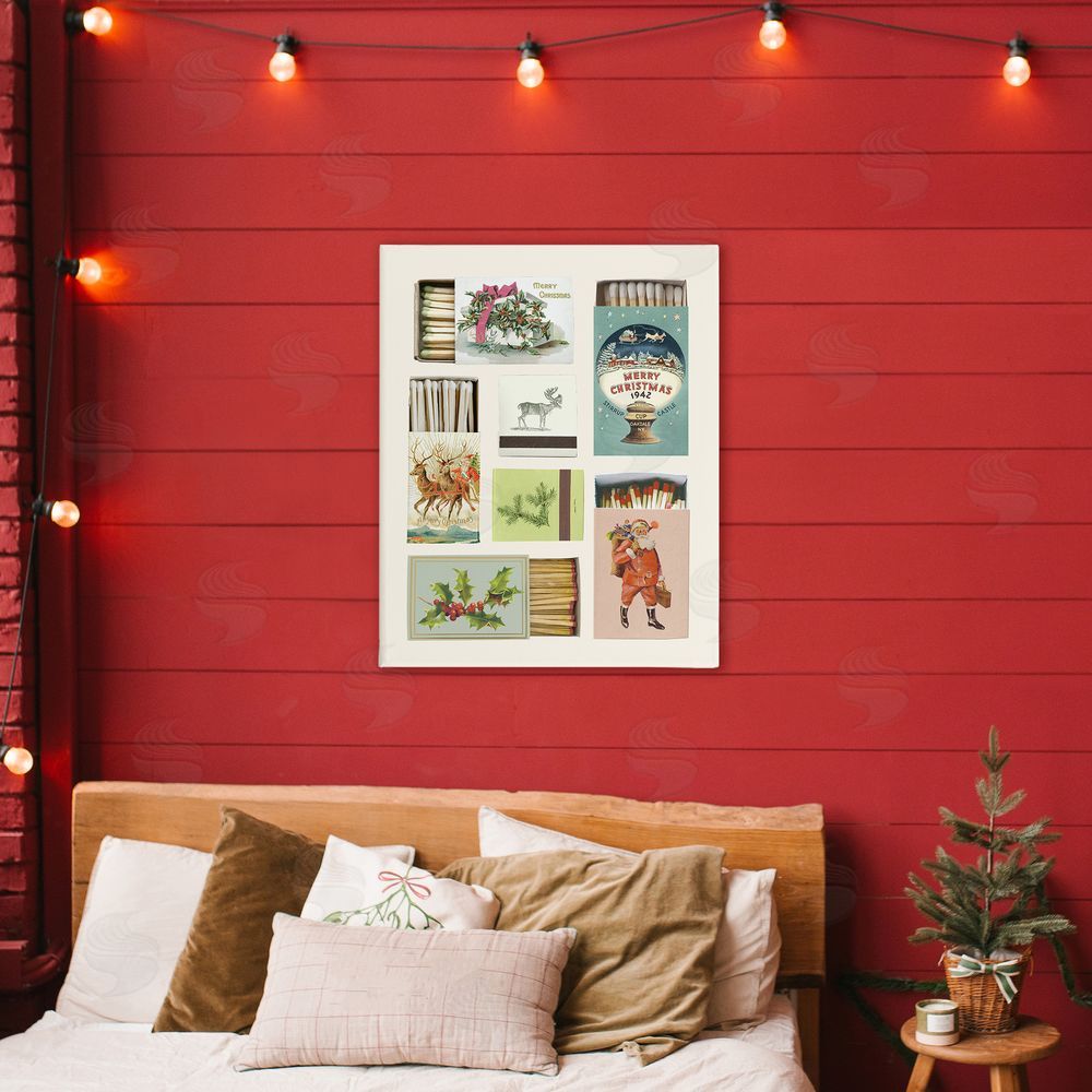 Victoria Barnes Vintage Christmas Match Boxes Canvas Art on Wall