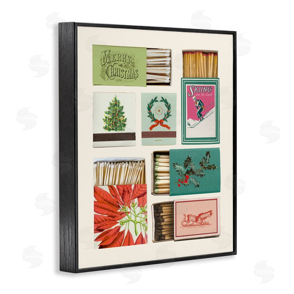 Victoria Barnes Seasonal Winter Match Boxes Black Framed Giclee Wall Art Print