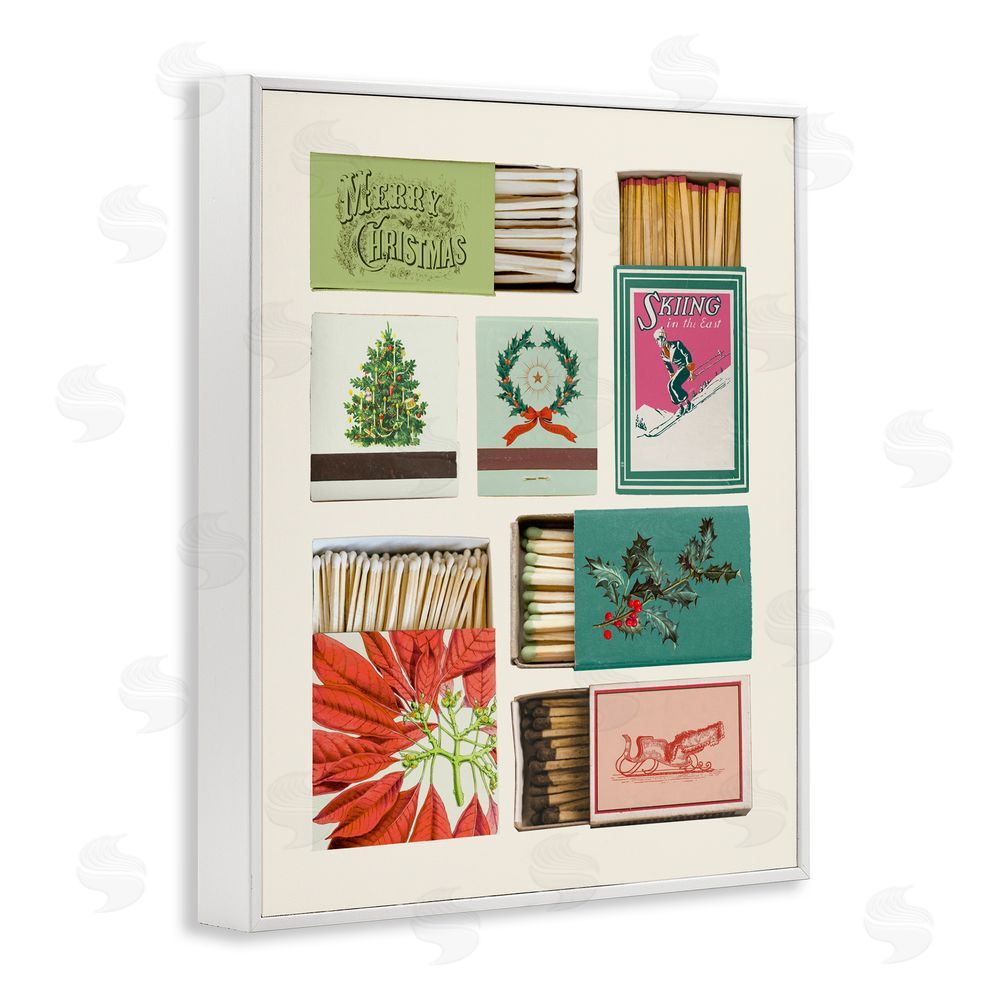 Victoria Barnes Seasonal Winter Match Boxes White Framed Giclee Wall Art Print