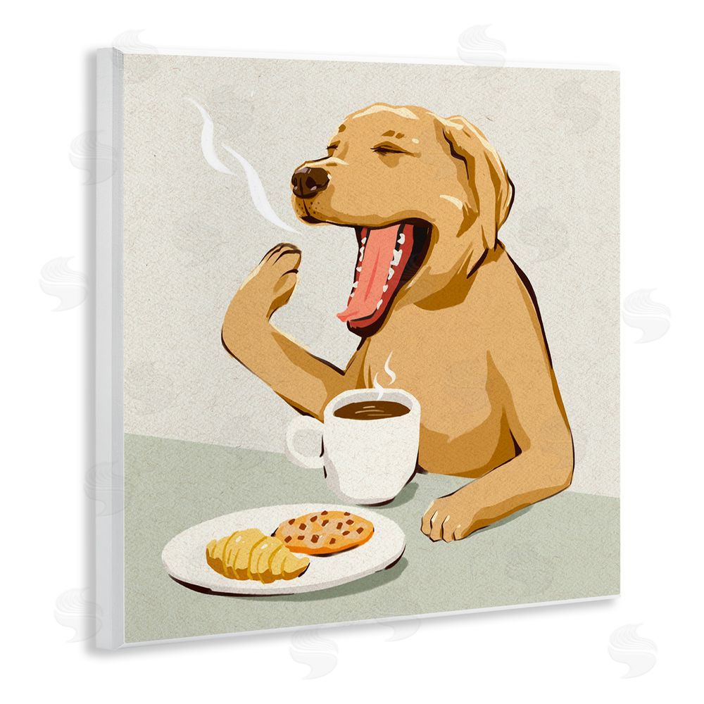 Ziwei Li Yawning Dog Morning Coffee Wall Plaque Printed Art