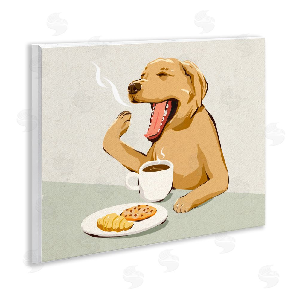 Ziwei Li Yawning Dog with Morning Coffee Wall Plaque Printed Art