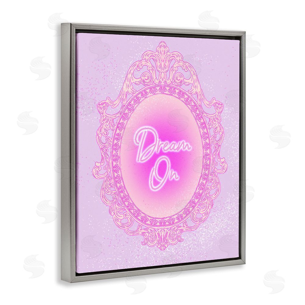 Ziwei Li Dream On Ornate Mirror Gray Floating Frame Canvas Wall Art Print