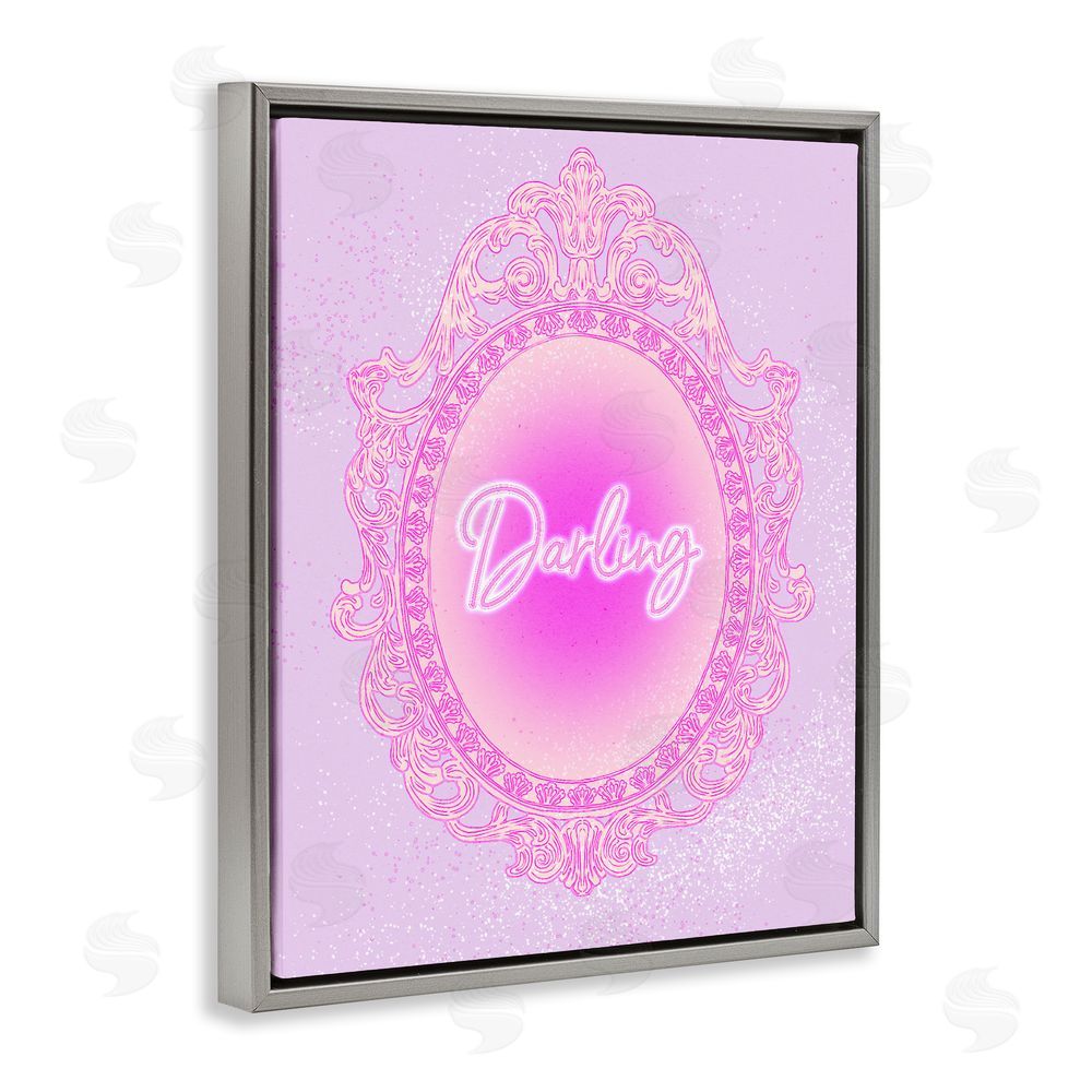 Ziwei Li Darling Ornate Mirror Gray Floating Frame Canvas Wall Art Print