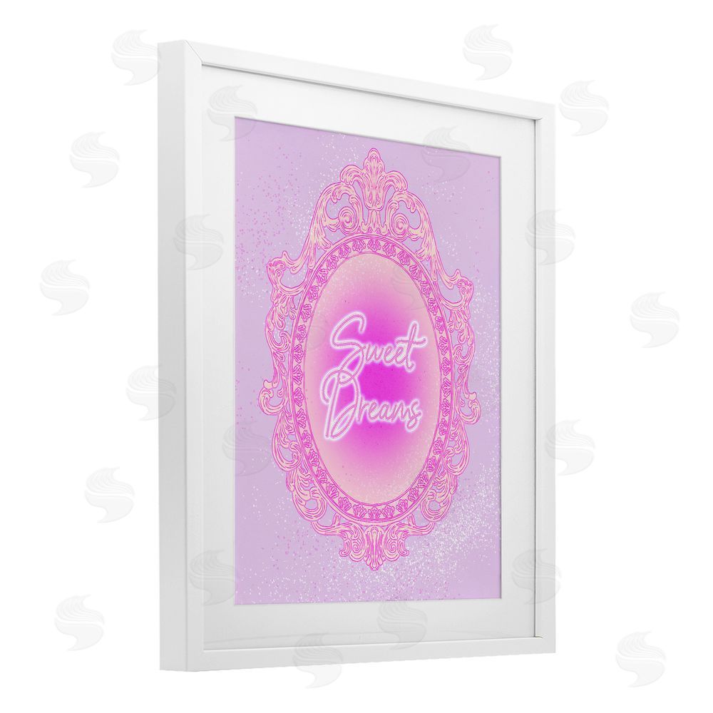 Ziwei Li Sweet Dreams Ornate Mirror White Framed Print Under Glass with White Mat Wall Art