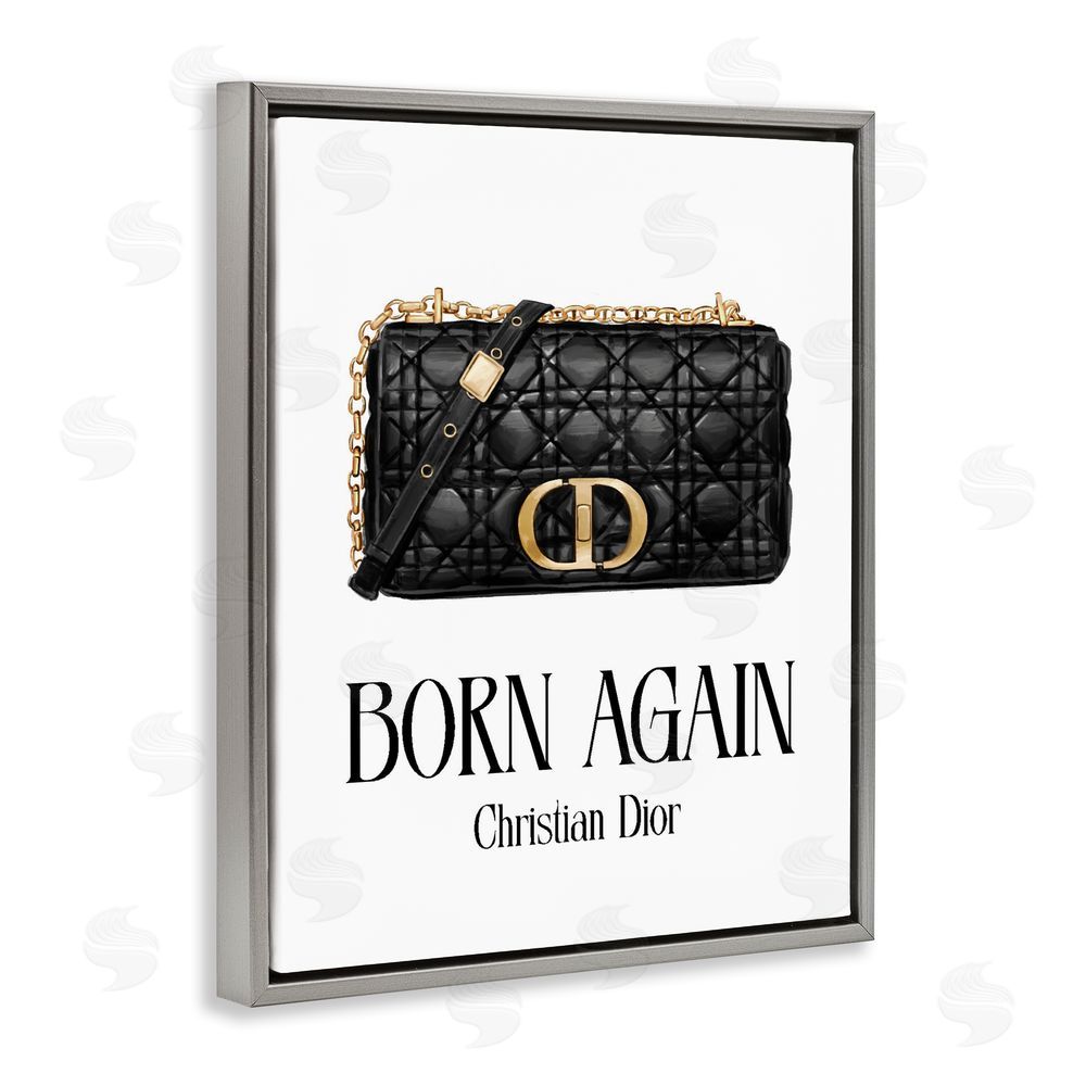 Ziwei Li Born Again Christian Bag Gray Floating Frame Stretched Canvas Wall Art Print