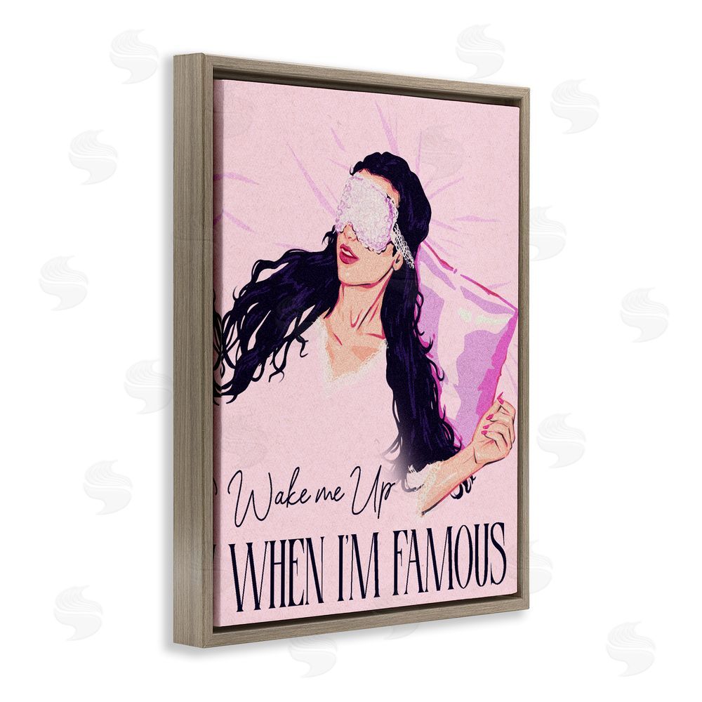 Ziwei Li Wake Me Up When Famous Brown Floating Framed Canvas Wall Art Print