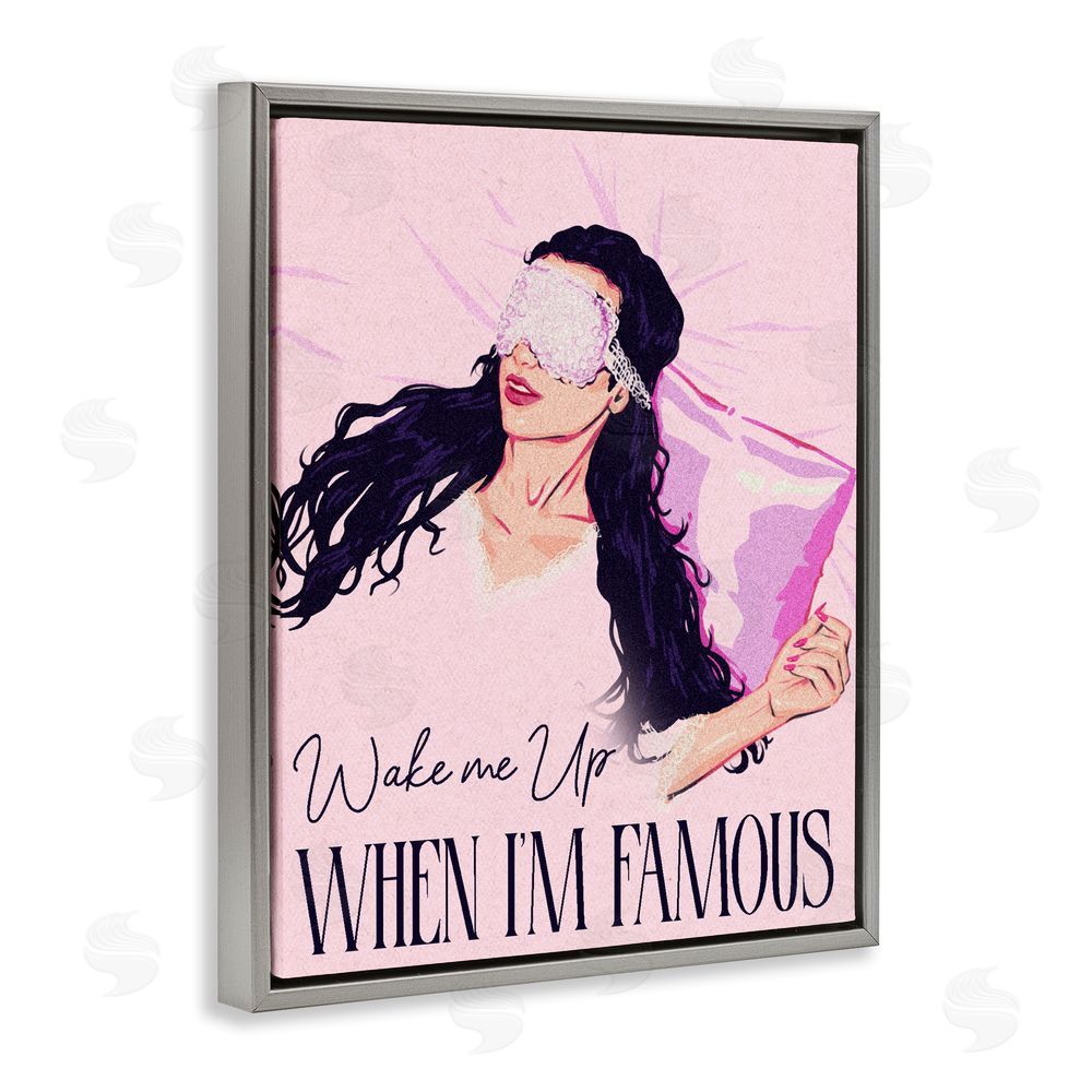Ziwei Li Wake Me Up When Famous Gray Floating Framed Canvas Wall Art Print