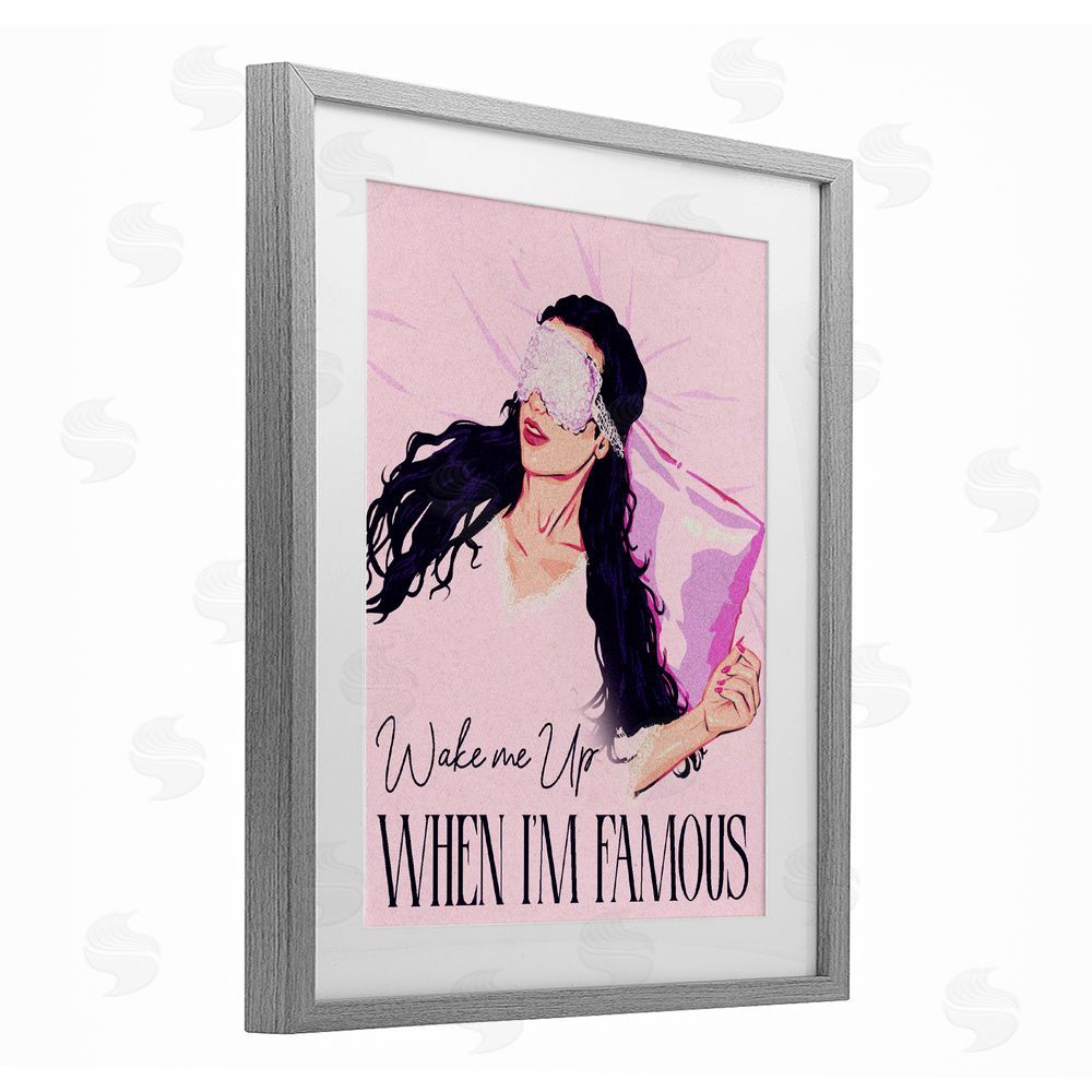 Ziwei Li Wake Me Up When Famous Gray Framed Print Under Glass with White Mat Wall Art