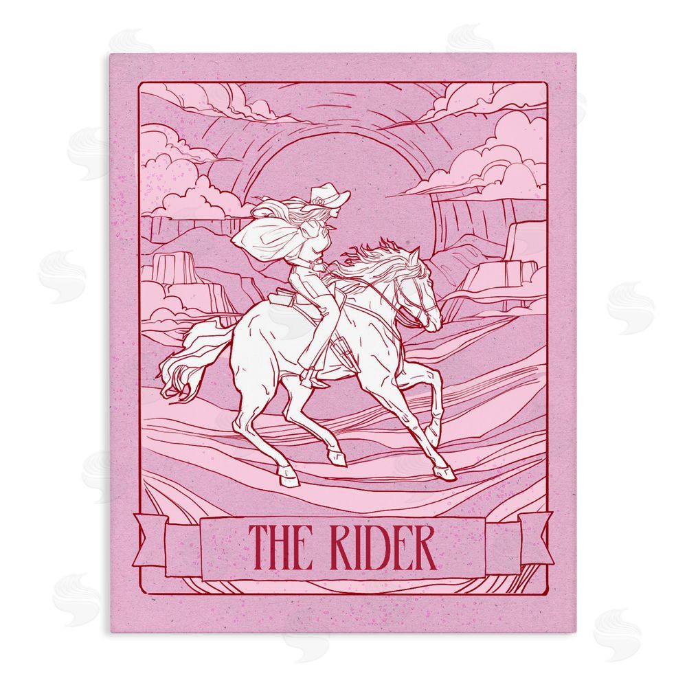 Ziwei Li Cowgirl Rider Tarot Card Stretched Canvas Wall Art