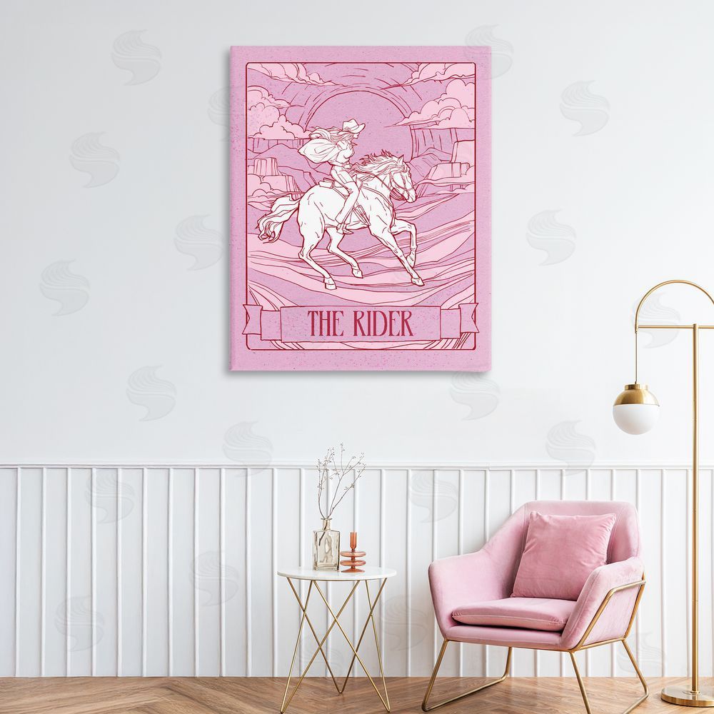 Ziwei Li Cowgirl Rider Tarot Card Stretched Canvas Wall Art in Room