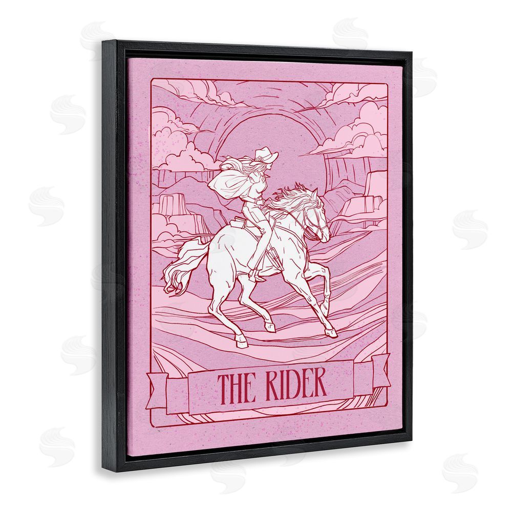 Ziwei Li Cowgirl Rider Tarot Card Black Floating Frame Canvas Wall Art Print