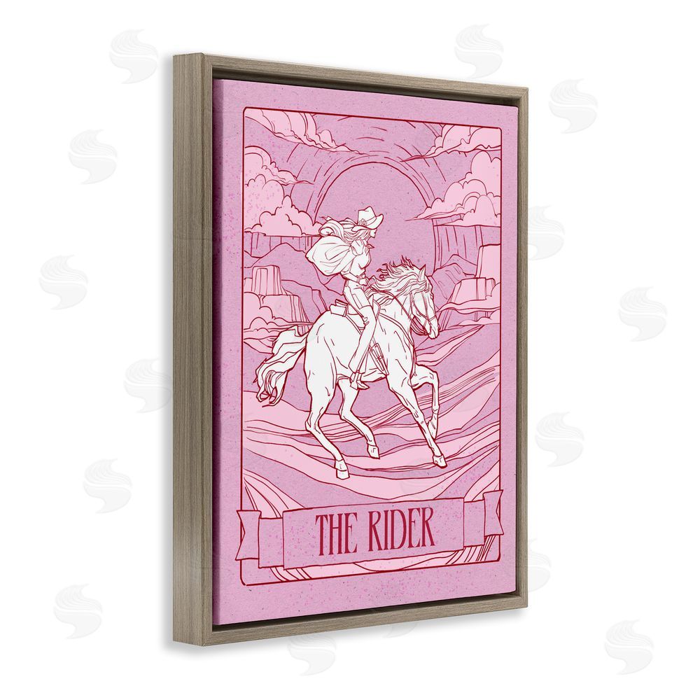 Ziwei Li Cowgirl Rider Tarot Card Brown Floating Frame Canvas Wall Art Print
