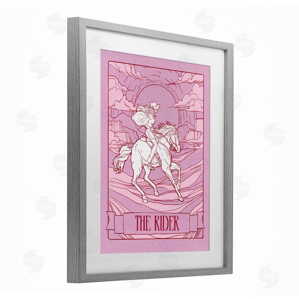 Ziwei Li Cowgirl Rider Tarot Card Gray Framed Print Under Glass Wall Art