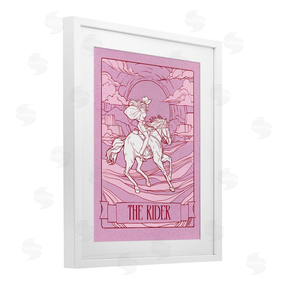 Ziwei Li Cowgirl Rider Tarot Card White Framed Print Under Glass Wall Art